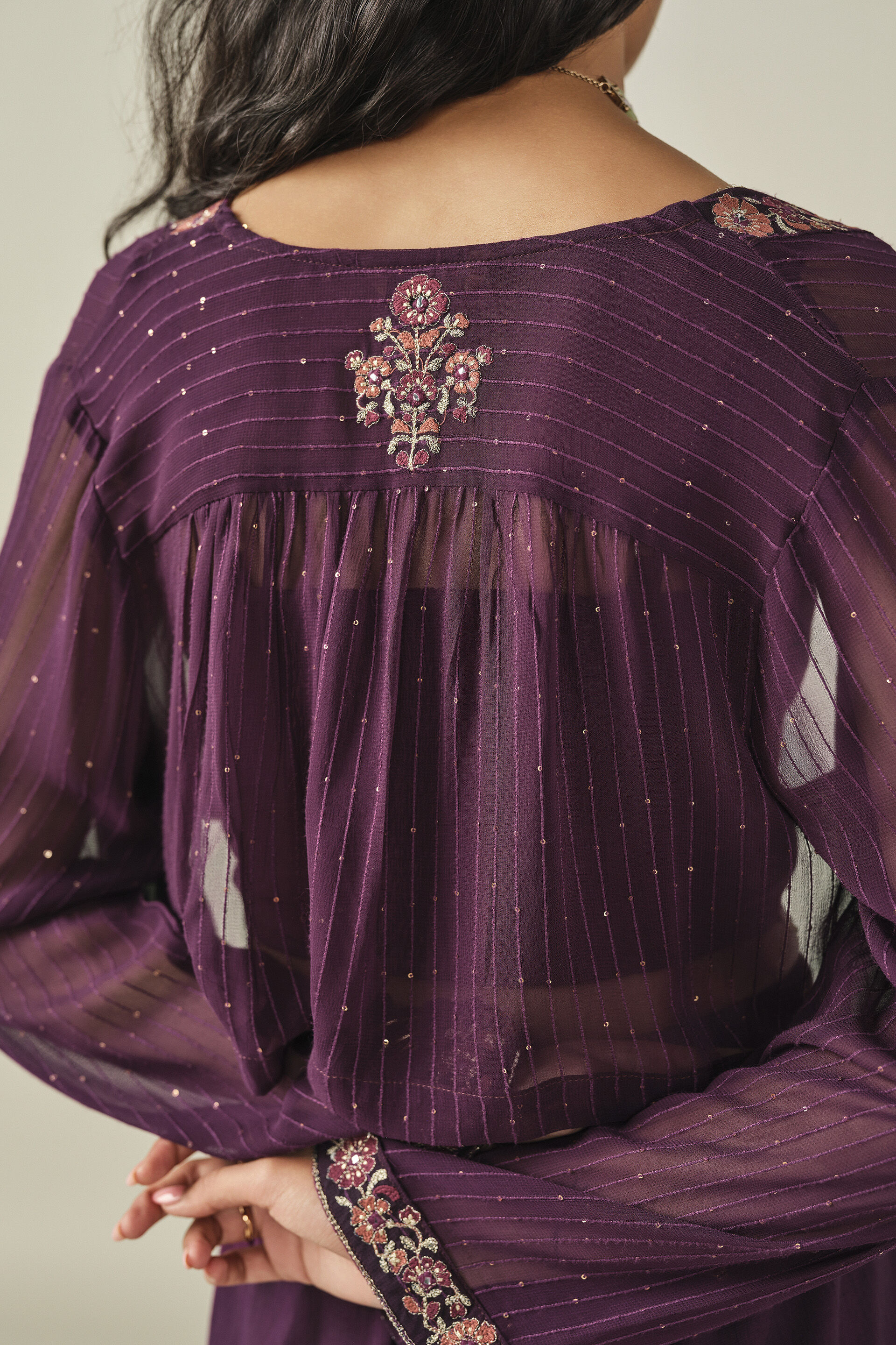 Embroidered Co-ord in Purple, Purple, image 5